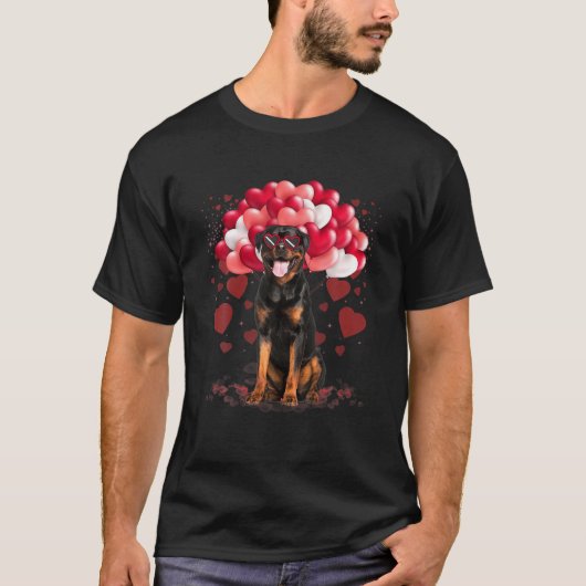 Funny Rottweiler Heart Valentijnsdag Dog Dad mama T-shirt (Voorkant)