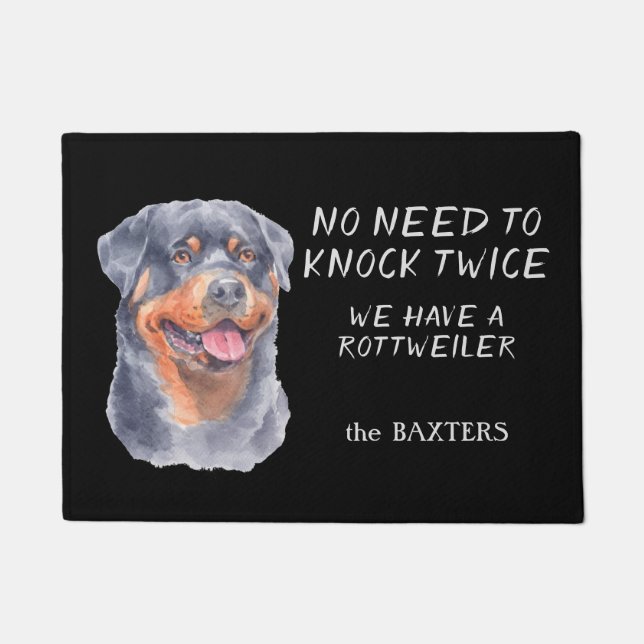 Funny Rottweiler hoeft geen dubbele portier te sla Deurmat (Voorkant)
