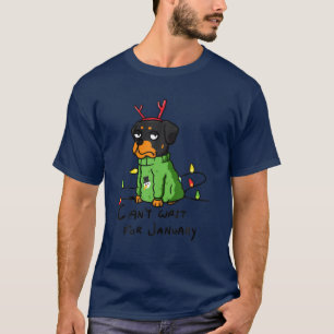 Funny Rottweiler kan niet wachten op januari Kerst T-shirt