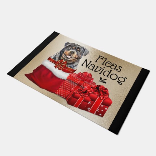 Funny Rottweiler-kerstvlooien navidog cadeautjes Deurmat (Schuin)
