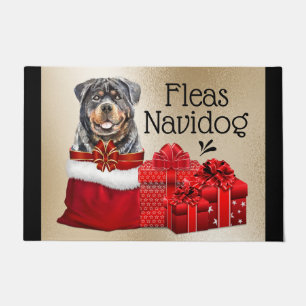 Funny Rottweiler-kerstvlooien navidog cadeautjes Deurmat