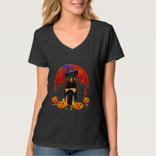 Funny Rottweiler Witch Pumpkin Halloween Costume T-shirt