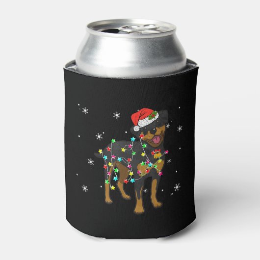 Funny Rottweiler Xmas Lights Dog Dad Dog Ma Lover Blikjeskoeler (Blikje Voorkant)