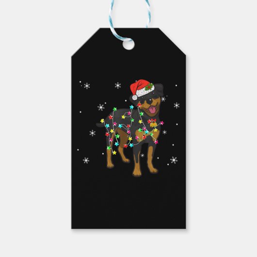 Funny Rottweiler Xmas Lights Dog Dad Dog Ma Lover Cadeaulabel (Voorkant)