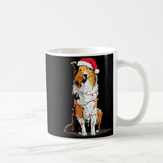 Funny Rough Collie Christmas Graphics Dog Lights L Koffiemok (Rechts)