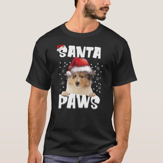 Funny Rough Collie Christmas Lights Tree Dog Lover T-shirt (Voorkant)