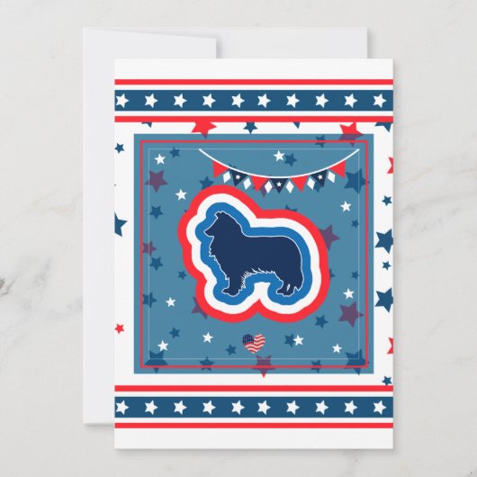 Funny Rough Collie Fireworks 4th of Juli BBQ Kaart (Voorkant)