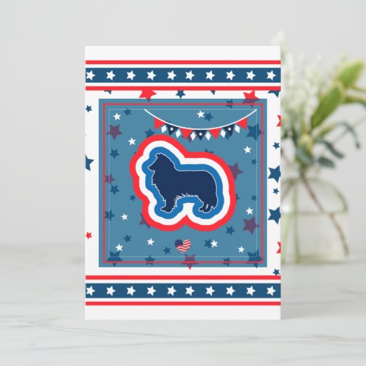 Funny Rough Collie Fireworks 4th of Juli BBQ Kaart (Staand voorkant)