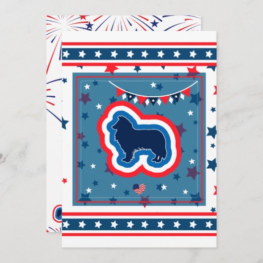 Funny Rough Collie Fireworks 4th of Juli BBQ Kaart (Voorkant / Achterkant)