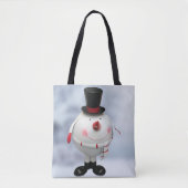 Funny Round Snowman Kerstmis Tote Bag (Voorkant)