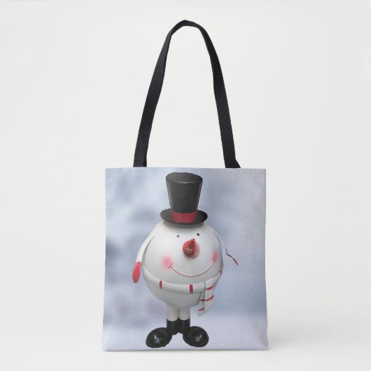 Funny Round Snowman Kerstmis Tote Bag (Voorkant)