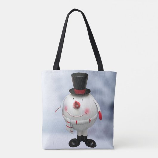 Funny Round Snowman Kerstmis Tote Bag (Achterkant)