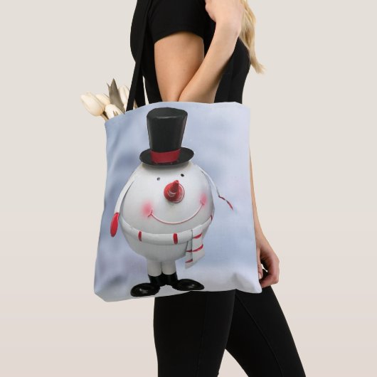 Funny Round Snowman Kerstmis Tote Bag (Dichtbij)