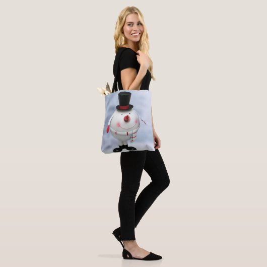Funny Round Snowman Kerstmis Tote Bag (Op model)