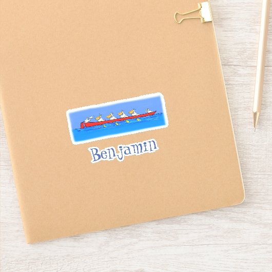 Funny rowing crew pelicans cartoon illustratie sticker (Notitieboek)