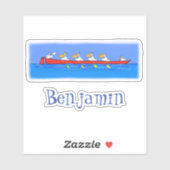 Funny rowing crew pelicans cartoon illustratie sticker (Vel)