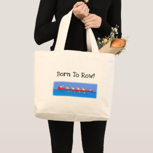Funny rowing pelicans cartoon grote tote bag