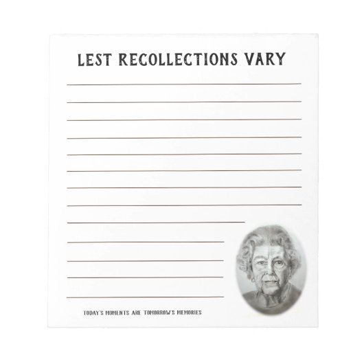 Funny Royal Queen Elizabeth Custom Text Notepad Notitieblok (Voorkant)