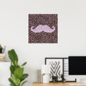 Funny Roze Bling Mustache en Animal Print Pattern (Thuiskantoor)