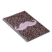 Funny Roze Bling Mustache en Animal Print Pattern Notitieboek (Rechterzijde)