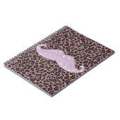 Funny Roze Bling Mustache en Animal Print Pattern Notitieboek (Linkerzijde)