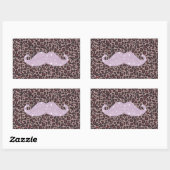 Funny Roze Bling Mustache en Animal Print Pattern Rechthoekige Sticker (Vel)