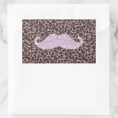 Funny Roze Bling Mustache en Animal Print Pattern Rechthoekige Sticker (Tas)