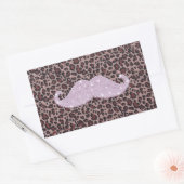 Funny Roze Bling Mustache en Animal Print Pattern Rechthoekige Sticker (Envelop)