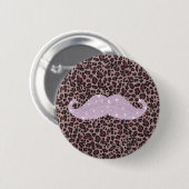 Funny Roze Bling Mustache en Animal Print Pattern Ronde Button 5,7 Cm (Voorkant /achterkant)