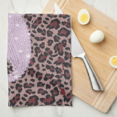 Funny Roze Bling Mustache en Animal Print Pattern Theedoek (Quarter Fold)