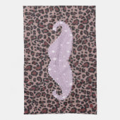 Funny Roze Bling Mustache en Animal Print Pattern Theedoek (Verticaal)