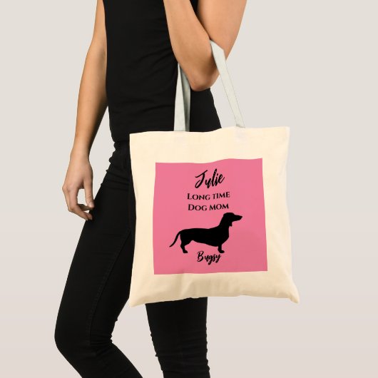 Funny Roze Dachshond Hondenmoeder Boodschappentas Tote Bag (Voorkant (product))