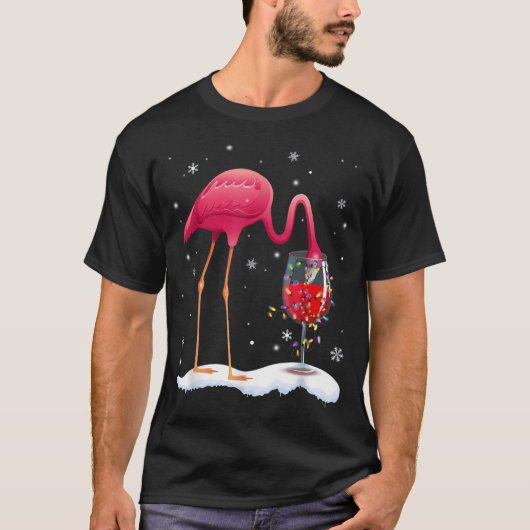 Funny roze Drink van Flamingo Wine op kerstmis G T-shirt (Voorkant)