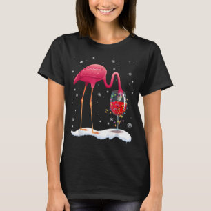 Funny roze Drink van Flamingo Wine op kerstmis G T-shirt