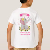 Funny roze en grijze olifant Floral Baby shower T-shirt (Achterkant)