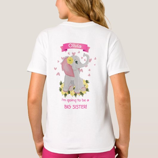 Funny roze en grijze olifant t-shirt (Achterkant)