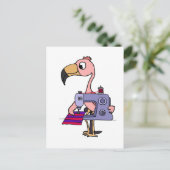 Funny Roze Flamingo met naaimachine Briefkaart (Staand voorkant)