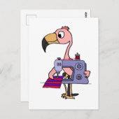 Funny Roze Flamingo met naaimachine Briefkaart (Voorkant / Achterkant)