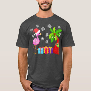 Funny roze flamingo Santa Hat Merry Kerstmis in J T-shirt