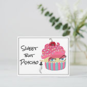 Funny Roze Kawaii Scary Cupcake Happy Halloween Briefkaart (Staand voorkant)