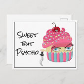 Funny Roze Kawaii Scary Cupcake Happy Halloween Briefkaart (Voorkant / Achterkant)