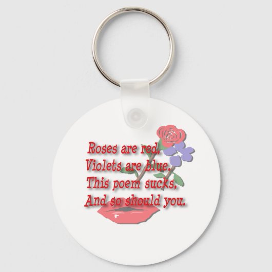 Funny Rozen zijn een rode anti-Valentijnsdag gedic Sleutelhanger (Voorkant)