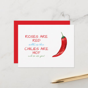 Funny Rozen zijn Red Chili Poem Valentijnsdag Briefkaart