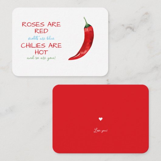 Funny Rozen zijn Red Chili Poem Valentijnsdag Notitiekaartje (Voorkant / Achterkant)