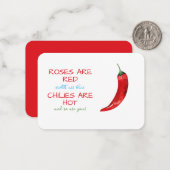 Funny Rozen zijn Red Chili Poem Valentijnsdag Notitiekaartje (Voorkant / Achterkant in situ)