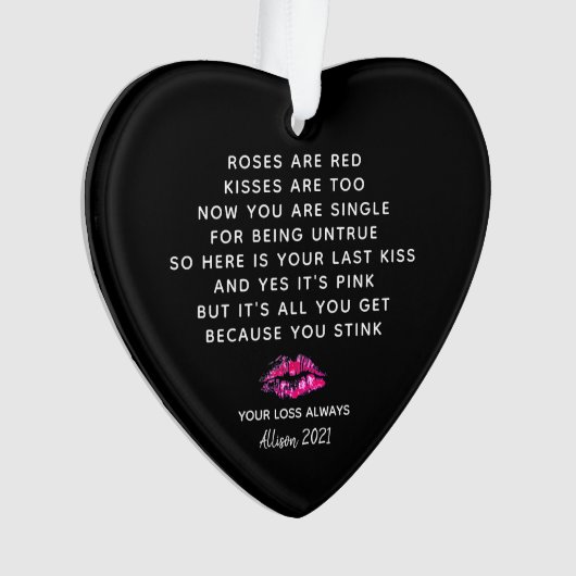 Funny Rozen zijn Red Poem BoyVriend Breakup Naam Ornament (voorkant)