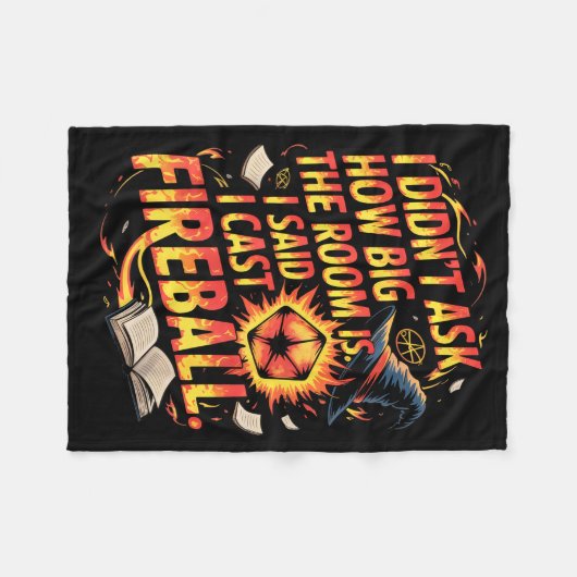 Funny Rpg I Cast Fireball Quote With Wizard Hat An Fleece Deken (Voorkant (Horizontaal))