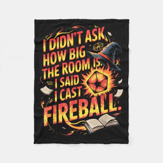 Funny Rpg I Cast Fireball Quote With Wizard Hat An Fleece Deken (Voorkant)