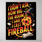 Funny Rpg I Cast Fireball Quote With Wizard Hat An Poster (Voorkant)
