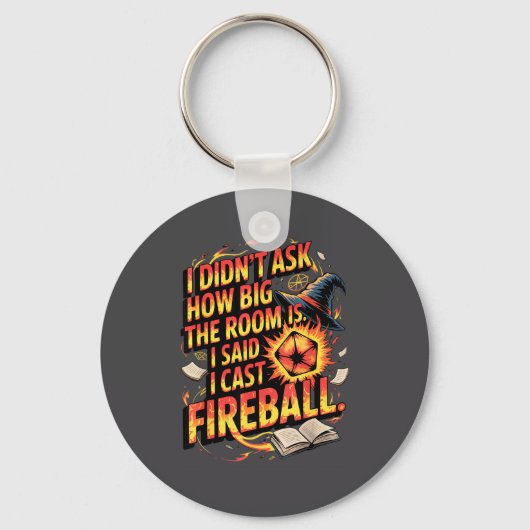 Funny Rpg I Cast Fireball Quote With Wizard Hat An Sleutelhanger (Voorkant)